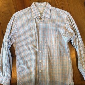 Peter Millar L Orange/Brown Checkered Button Down